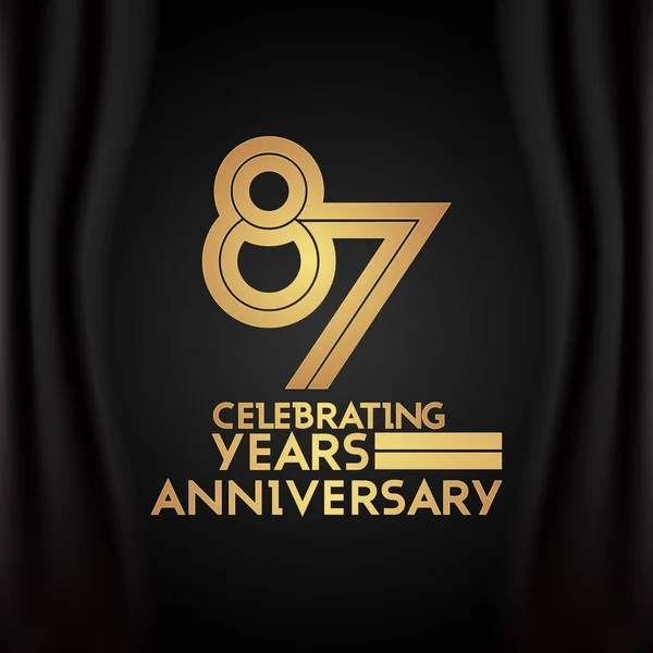 黄金多線形番号 黒の背景のベクトル図と 年周年記念ロゴ — ストックベクタ