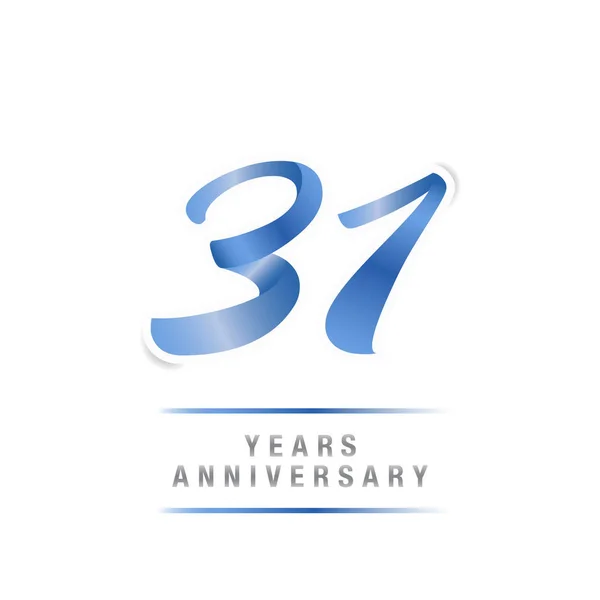年周年記念お祝いの青いロゴのテンプレート 白い背景で隔離のベクトル図 — ストックベクタ