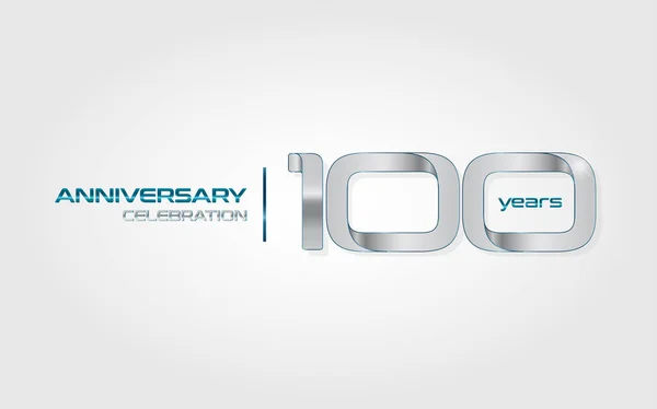 100 Anni Argento Anniversario Celebrazione Logo Illustrazione Vettoriale Isolato Sfondo — Vettoriale Stock