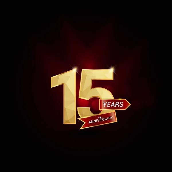 15 Ans Golden Anniversary Logo — Image vectorielle