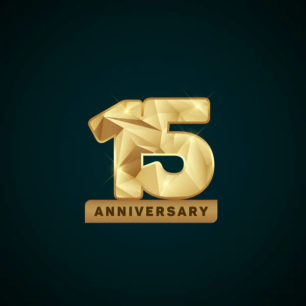 Logotipo de aniversário de ouro de 15 anos — Vetor de Stock