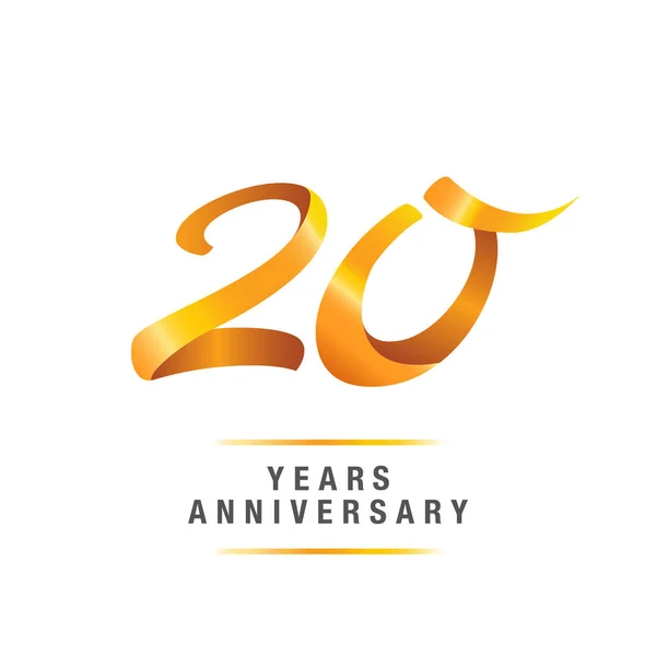 Anos Logotipo Celebração Aniversário Ouro Ilustração Vetorial Isolada Fundo Branco — Vetor de Stock