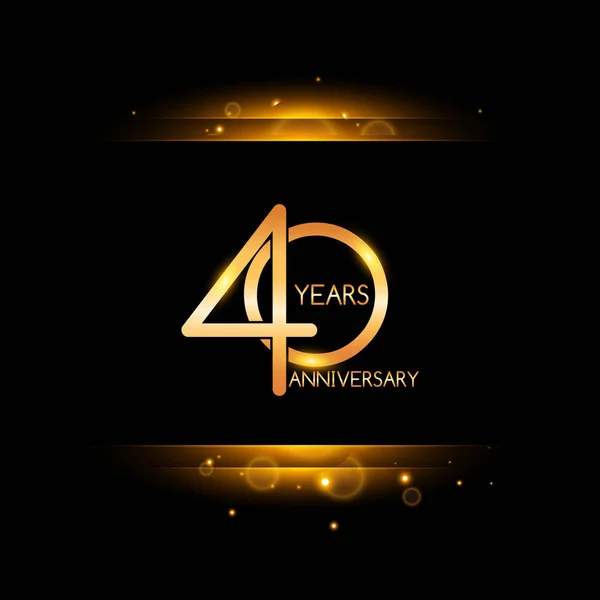 Logo Años Aniversario Con Confeti Dorado Sobre Fondo Negro Diseño — Archivo Imágenes Vectoriales