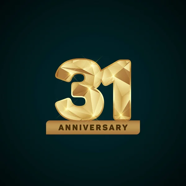 31 Anos de Ouro Aniversário Logotipo — Vetor de Stock
