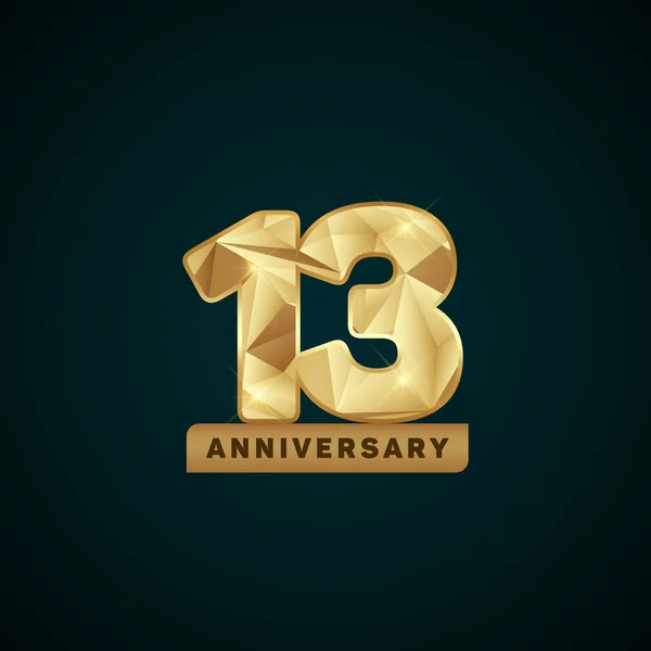 Logotype d'anniversaire d'or de 13 ans — Image vectorielle