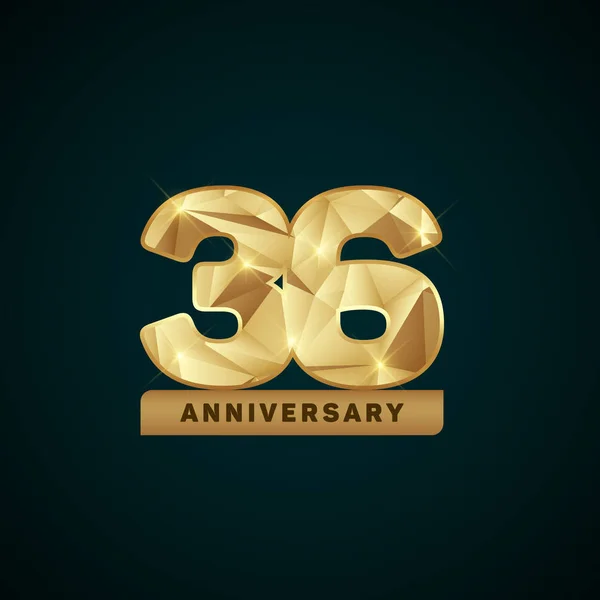 Logotipo di anniversario d'oro 36 anni — Vettoriale Stock