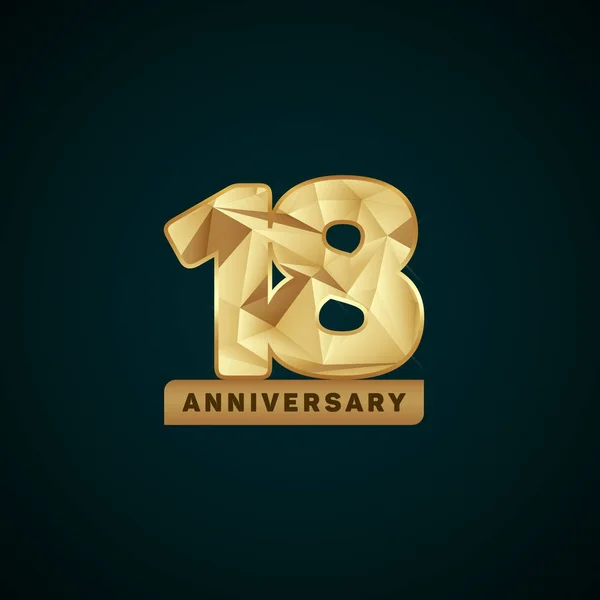 18 anni d'oro Anniversario Logotipo — Vettoriale Stock