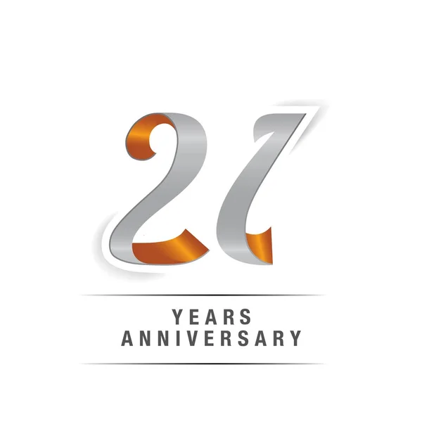 Célébration Logo 21E Anniversaire Couleurs Jaune Gris Illustration Vectorielle Isolée — Image vectorielle