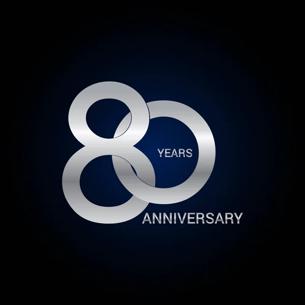 年周年記念シルバーのシンプルなロゴ デザイン 暗い背景のベクトル図 — ストックベクタ