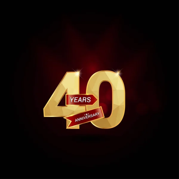 40 Ans Golden Anniversary Logo — Image vectorielle