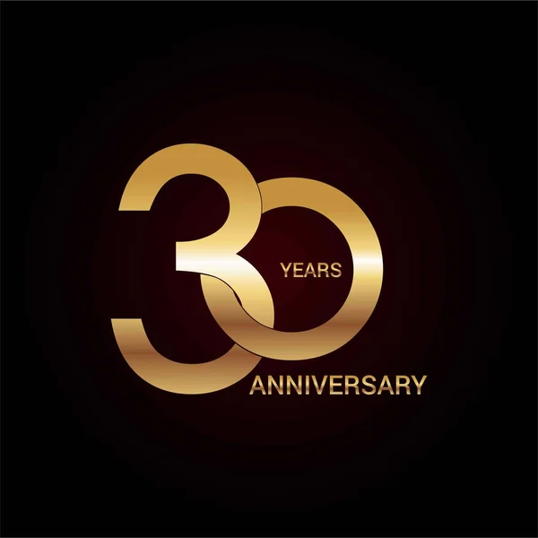 Anos Celebração Aniversário Ouro Logotipo Simples Ilustração Vetorial Fundo Escuro —  Vetores de Stock