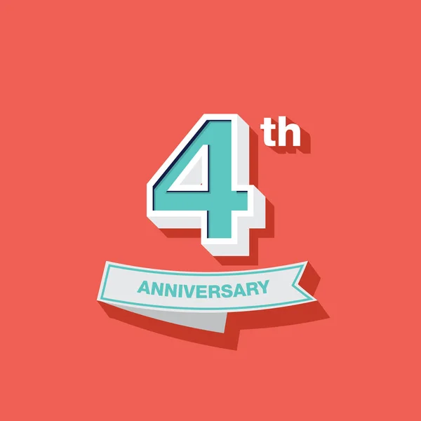 Cuarto aniversario de diseño — Vector de stock