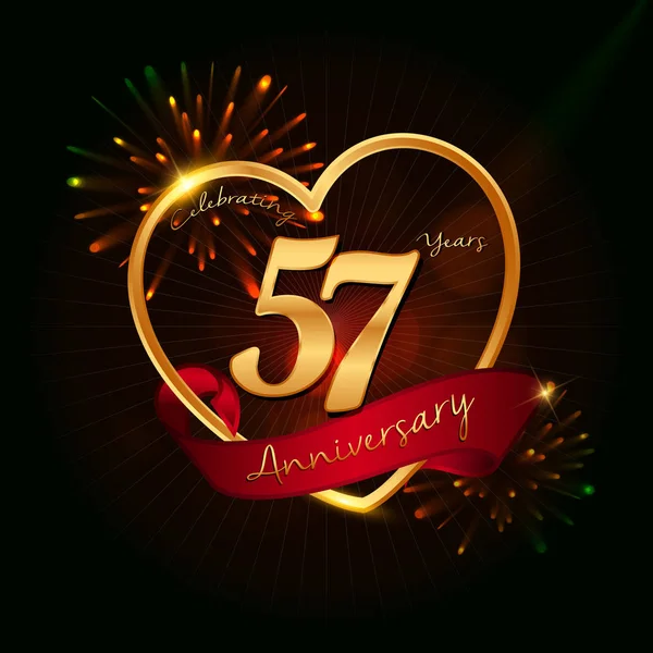 57 Años logo aniversario — Vector de stock