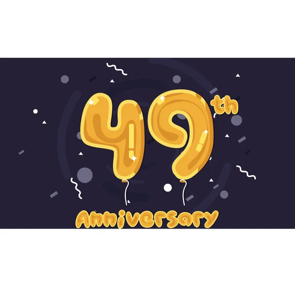 Logo Celebración Del Aniversario Años Globo Lámina Amarilla Ilustración Vectorial — Archivo Imágenes Vectoriales