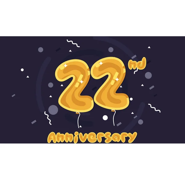 Yıl Yıldönümü Kutlama Logo Renkli Sarı Folyo Balon Vektör Çizim — Stok Vektör