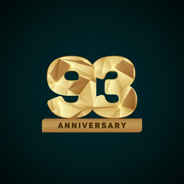 Logotype d'anniversaire d'or 93 ans — Image vectorielle