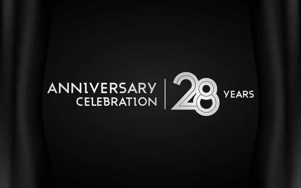 シルバー マルチ線形番号 年周年記念ロゴタイプ 暗い背景のベクトル図 — ストックベクタ
