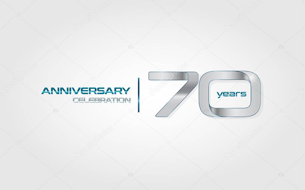 70 years silver anniversary celebration logo, vector illustration isolated on white background