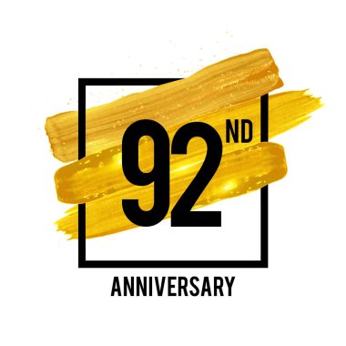 92 yıl yıldönümü kutlama logo beyaz arka plan üzerinde izole altın fırça süsleme ile. Vektör çizim