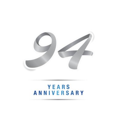 94 yıl yıldönümü kutlama logosu, vektör illüstrasyon izole beyaz arka plan üzerinde gümüş