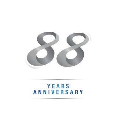 88 yıl yıldönümü kutlama logosu, vektör illüstrasyon izole beyaz arka plan üzerinde gümüş