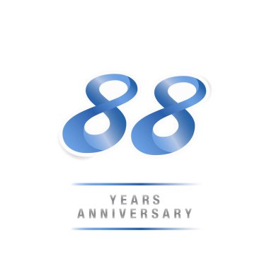 88 yıl yıldönümü kutlama mavi logo şablonu, beyaz arka plan üzerinde izole vektör çizim