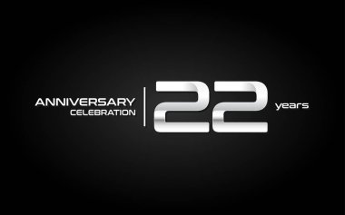 22 yıl yıldönümü kutlama logoda beyaz degrade. Vektör çizim koyu arka plan üzerinde