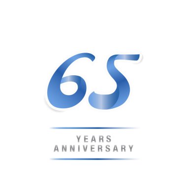 65 yıl yıldönümü kutlama mavi logo şablonu, beyaz arka plan üzerinde izole vektör çizim