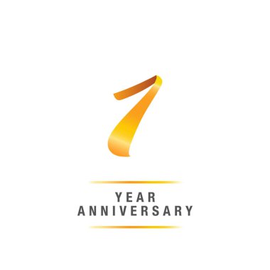 1 yıl altın yıldönümü kutlama logosu, beyaz arka plan üzerinde izole vektör çizim