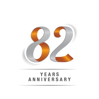 82 yıl Logo kutlamaları sarı ve gri renkler, vektör çizim Isolated beyaz arka plan üzerinde