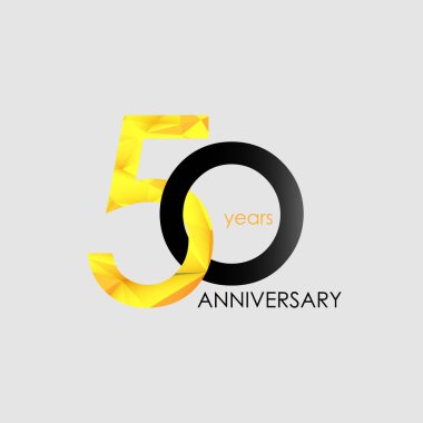 50 yıl yıldönümü geometrik tarzı ile vektör çizim renkli düşük Poli tasarımıyla 