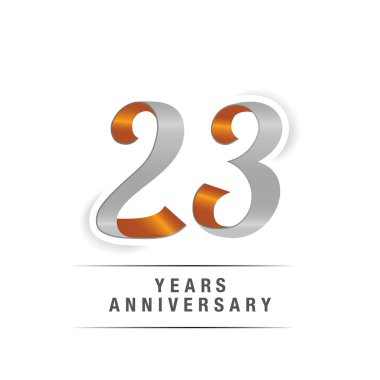 23 yıl Logo kutlamaları sarı ve gri renkler, vektör çizim Isolated beyaz arka plan üzerinde