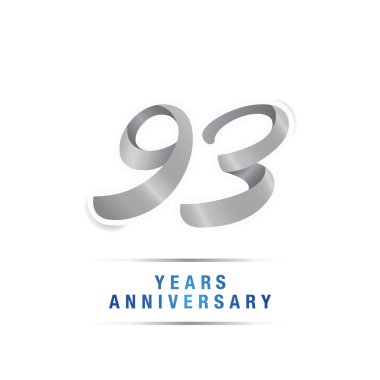 93 yıl yıldönümü kutlama logosu, vektör illüstrasyon izole beyaz arka plan üzerinde gümüş