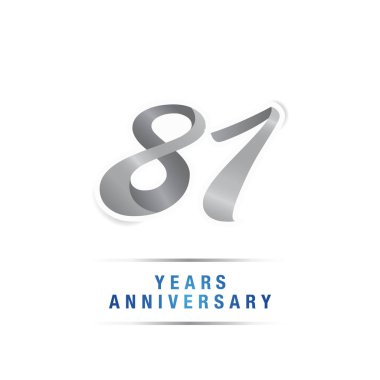 81 yıl yıldönümü kutlama logosu, vektör illüstrasyon izole beyaz arka plan üzerinde gümüş
