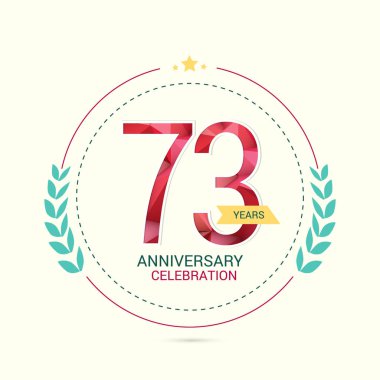 73 yıl yıldönümü düşük Poli Dizayn ve Laurel süs eşyaları, beyaz arka plan üzerinde vektör çizim ile