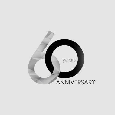 60 yıl yıldönümü geometrik tarzı ile vektör çizim renkli düşük Poli tasarımıyla 