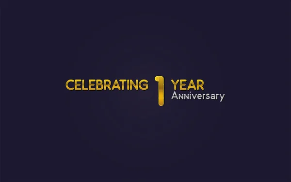 Ano Ouro Logotipo Celebração Aniversário Ilustração Vetorial Fundo Escuro —  Vetores de Stock