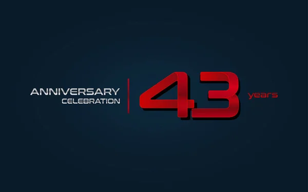 Anos Celebração Aniversário Logotipo Vermelho Ilustração Vetorial Fundo Azul Escuro —  Vetores de Stock