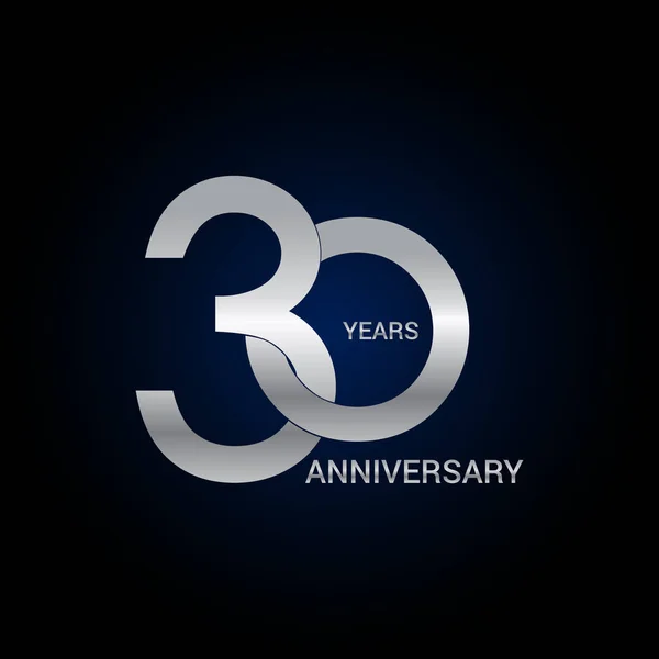 Years Anniversary Silver Simple Logo Design Vector Illustration Dark Background — Stock Vector