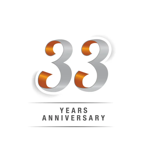 Tahun Ulang Tahun Perayaan Logo Dengan Warna Kuning Dan Abu - Stok Vektor