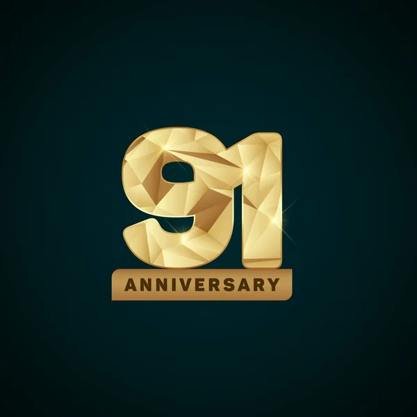 Logotype d'anniversaire d'or 91 ans — Image vectorielle