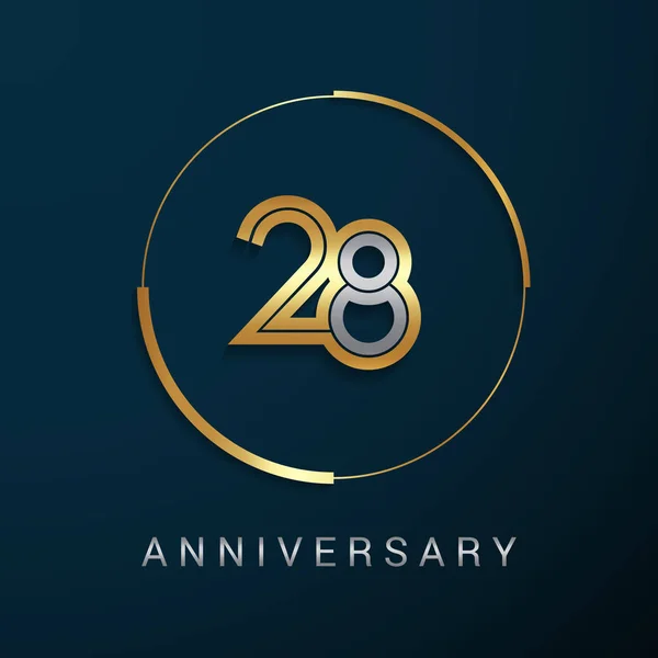 Logotipo de aniversário de 28 anos — Vetor de Stock