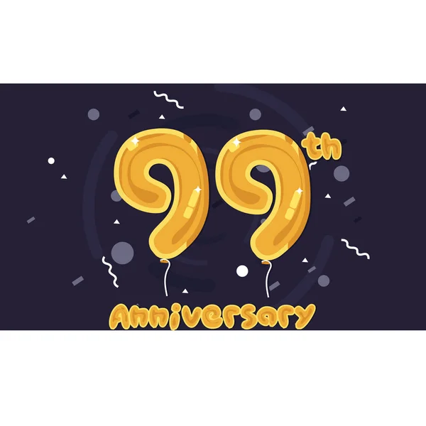 Logotipo Celebração Aniversário Anos Balão Amarelo Colorido Folha Ilustração Vetor — Vetor de Stock