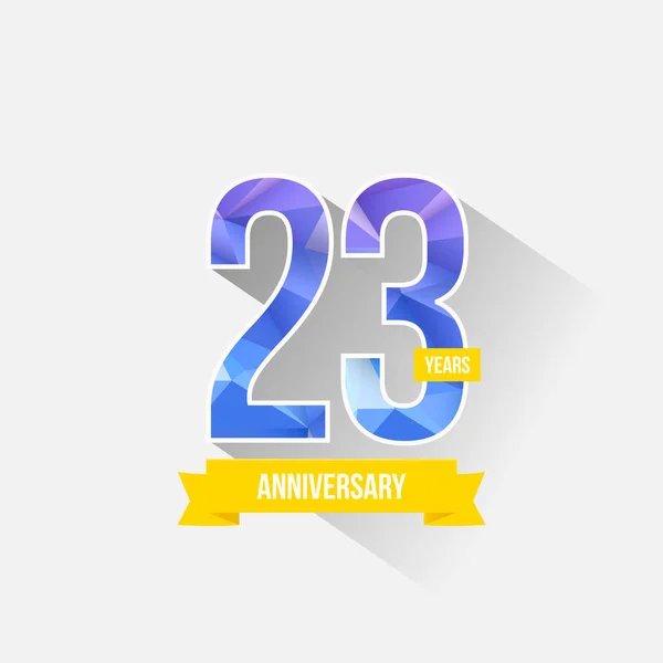 23年的低聚设计周年纪念日 白色背景上的彩色矢量插图 — 图库矢量图片