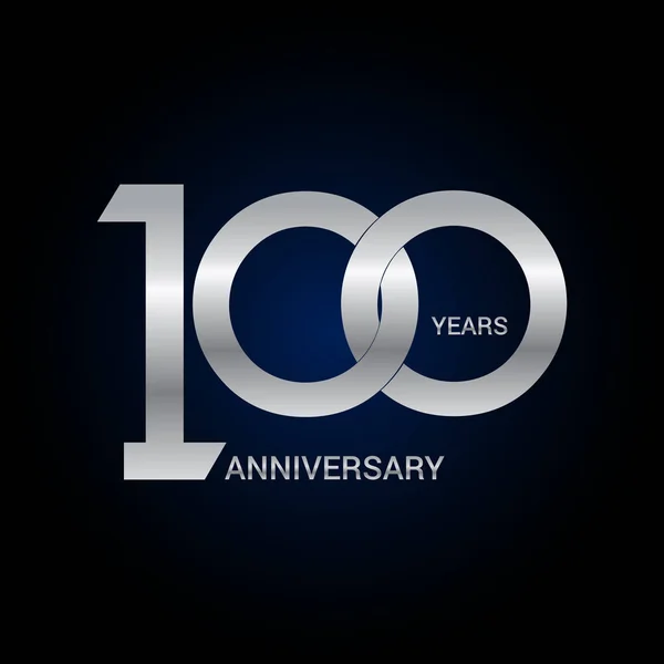 100 Anos Aniversário Prata Design Logotipo Simples Ilustração Vetorial Sobre —  Vetores de Stock