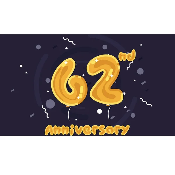 Anos Logotipo Celebração Aniversário Balão Amarelo Folha Colorida Ilustração Vetor — Vetor de Stock