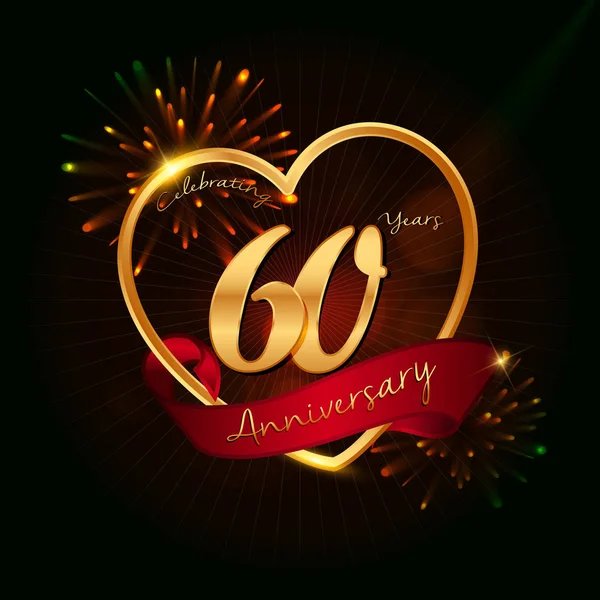60 anos logotipo aniversário — Vetor de Stock