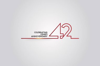 42 yıl yıldönümü logo kırmızı renkli yazı tipi numaraları bir bağlantılı çizgi, vektör illüstrasyon izole için şirket kutlama olay, beyaz arka plan üzerinde yapılan doğum günü