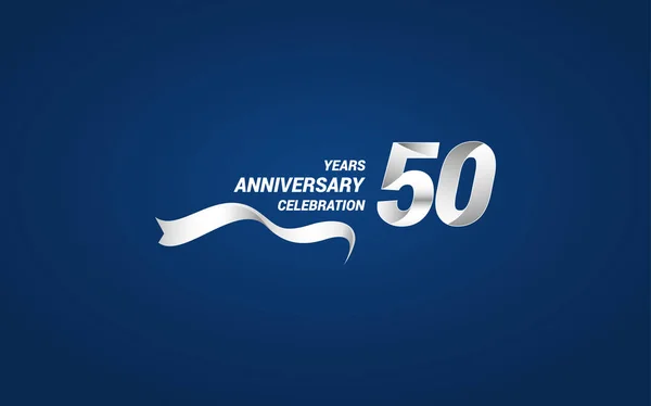 Логотип Празднования Летия Белой Цветной Лентой Векторная Иллюстрация Синем Фоне — стоковый вектор