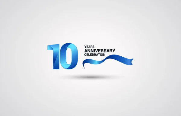 Anni Anniversario Celebrazione Logotipo Con Nastro Colore Blu Illustrazione Vettoriale — Vettoriale Stock